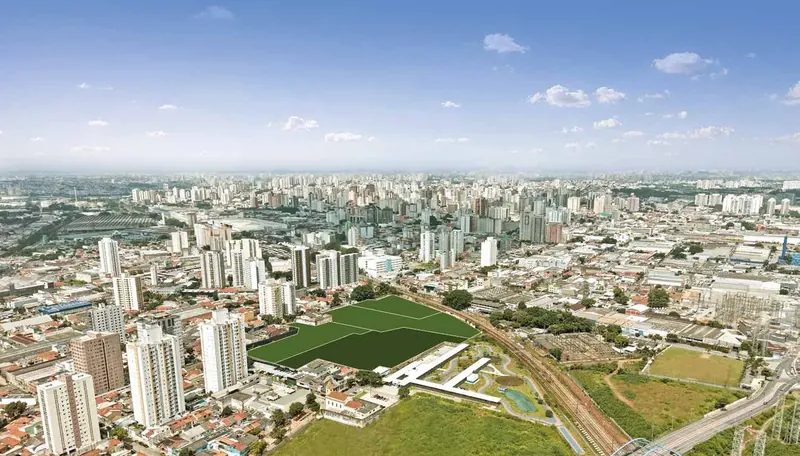 Vista aérea ilustrada da região do GranResort, em São Caetano do Sul