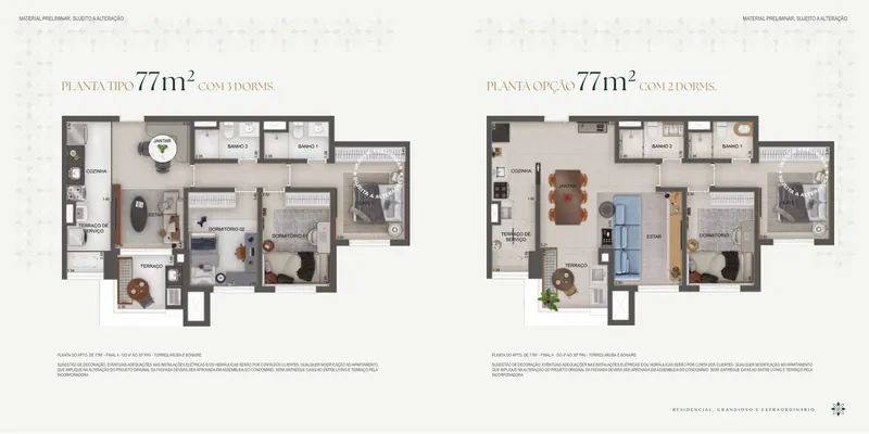 Planta: Apartamento de 77 m²