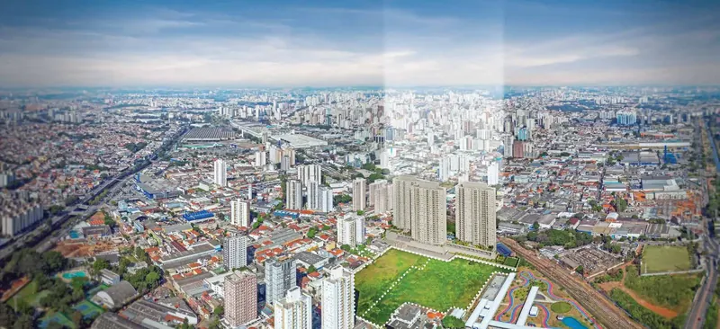Foto aérea ilustrada da região do Reserva São Caetano Parque